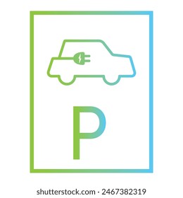 Electric car with green plug symbol. Green hybrid vehicles charging point logo.	