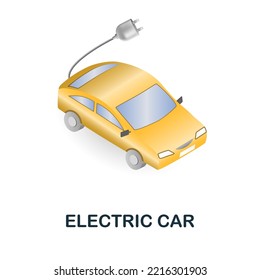 Electric Car icon. 3d illustration from ecology and energy collection. Creative Electric Car 3d icon for web design, templates, infographics and more