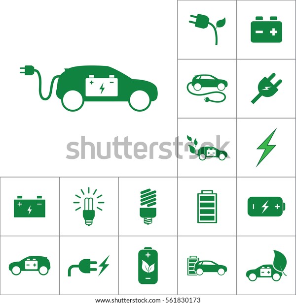 electric car icon, alternative energy set on\
white background