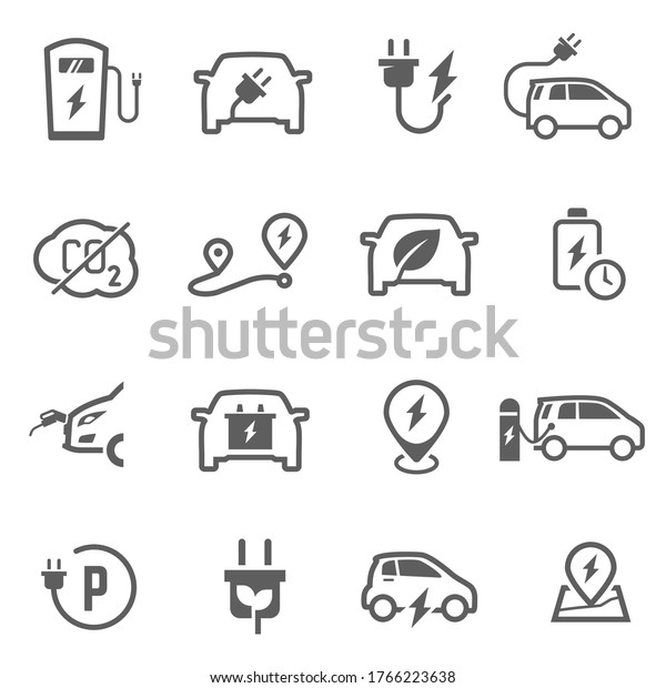 Electric car icon, automobile on\
rechargeable batteries. Environmental friendly vehicle. Vector\
electric car illustration isolated on white\
background