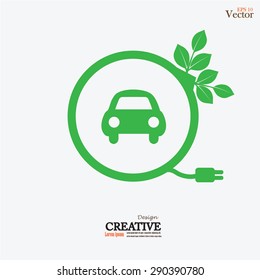 Electric car icon.eco car.vector illustration.