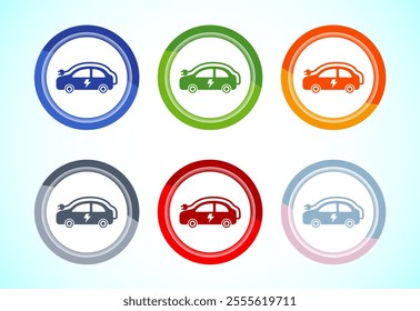 Electric car icon design illustration. Car charging station sign symbol, Button Design Set