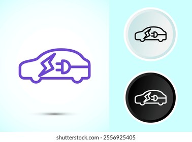 Electric car icon design illustration. Car charging station sign symbol