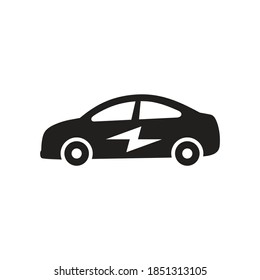 Electric car icon design. Lightning graphis sign. Electrical energy transport. Vector illustration. 