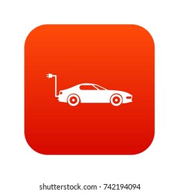 Electric car icon digital red for any design isolated on white vector illustration