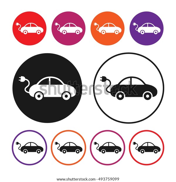 Electric car icon. ECO Car. Ecology icon. Button.\
Vector illustration.\
EPS10
