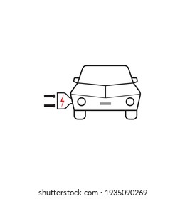 Electric car icon. Electrical cable plug charging symbol. Vector illustration.