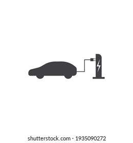 Electric car icon. Electrical cable plug charging symbol. Vector illustration.