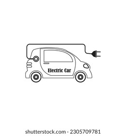 Electric car icon. Electrical cable plug charging symbol. Vector illustration.