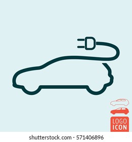 Electric car icon. Electrical cable plug charging symbol. Vector illustration.