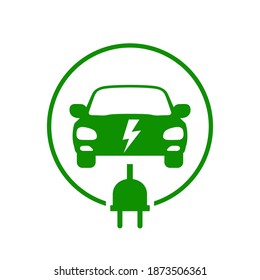 Electric car icon. Electrical ev charging station symbol. Electric vehicle charging station road sign – stock vector