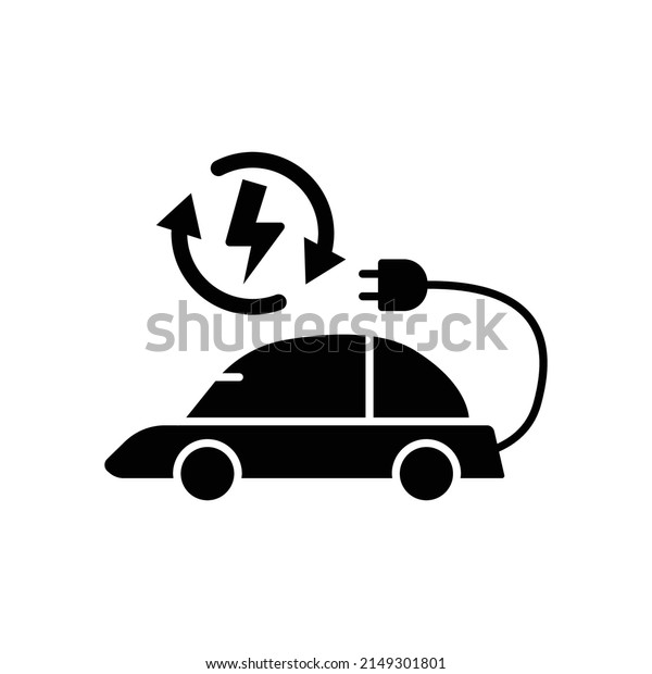 Electric car icon with electricity. solid icon\
style. suitable for Renewable energy symbol. simple design\
editable. Design template\
vector