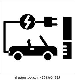 Electric Car Icon Element For Design