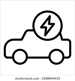 Electric Car Icon Element For Design