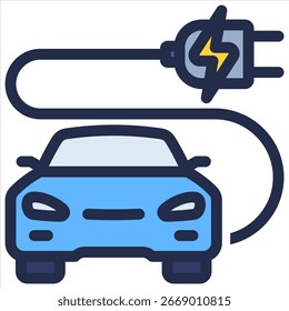 Electric Car Icon Element For Design