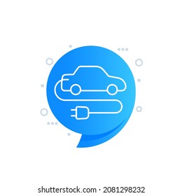 electric car icon, EV line design