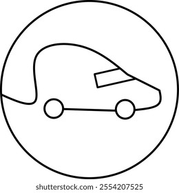 electric car icon Electric car, EV car logo with circle line, green hybrid vehicle with charging point logotype, eco friendly vehicle concept. Vector illustration