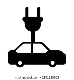 Icono de coche eléctrico, ilustración vectorial de icono EV