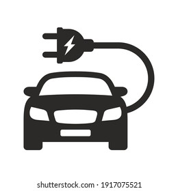 Electric car icon. EV. Electric vehicle. Charging station. Vector icon isolated on white background. - Shutterstock ID 1917075521