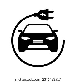 Icône voiture électrique. EV. Véhicule électrique. Poste de charge. Icône vectorielle isolée sur fond blanc.