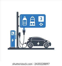 Electric car icon. EV. Electric vehicle. Charging station icon