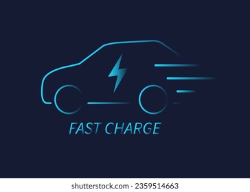 Electric car icon. Fast charge. Eco friendly vehicle concept. Vector illustration.