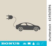 Electric car icon flat. Grey pictogram on light background. Vector illustration symbol and bonus button real estate, ottoman, vase, tv, fishing rod