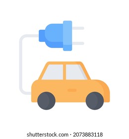 Electric Car Icon, Flat style icon vector illustration, Suitable for website, mobile app, print, presentation, infographic and any other project.