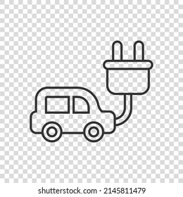Electric car icon in flat style. Electro auto vector illustration on white isolated background. Ecology transport business concept.