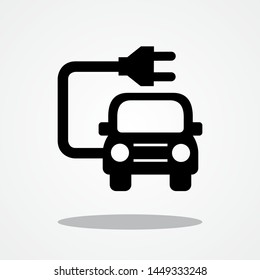 Electric Car Icon with Gray Shadow