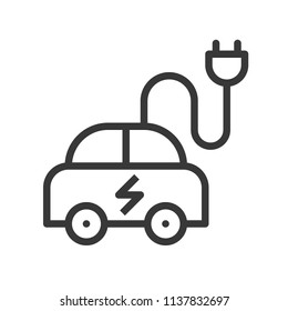 Electric car icon, green energy concept