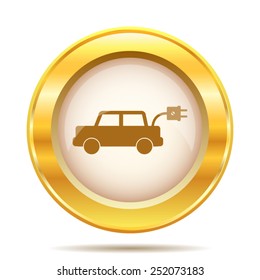 Electric car icon. Internet button on white background. EPS10 vector. 
