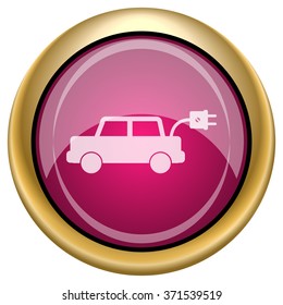 Electric car icon. Internet button on white background. EPS10 vector.
