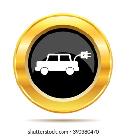 Electric car icon. Internet button on white background. EPS10 vector.