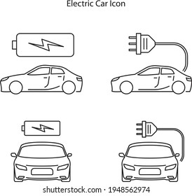 Electric Car Icon Isolated On White Background. Electric Car Icon Thin Line Outline Linear Electric Car Symbol For Logo, Web, App, UI. Electric Car Icon Simple Sign. 