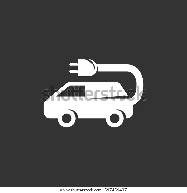 Electric car icon isolated on black background.\
Electric car vector logo. Flat design style. Modern vector\
pictogram for web graphics - stock\
vector