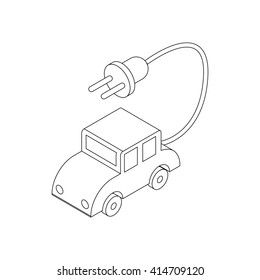 Electric car icon, isometric 3d style