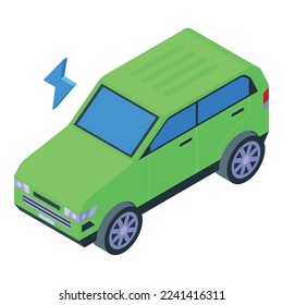 Electric car icon isometric vector. Eco energy. Eco co2