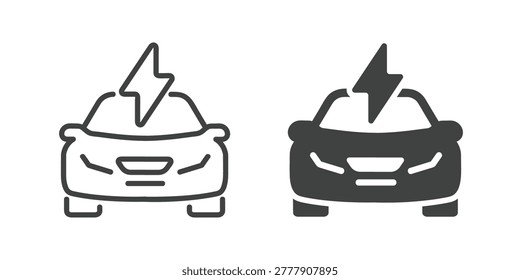 Electric Car icon. Line and glyph solid icon