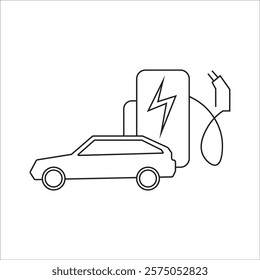 Electric car icon in line style