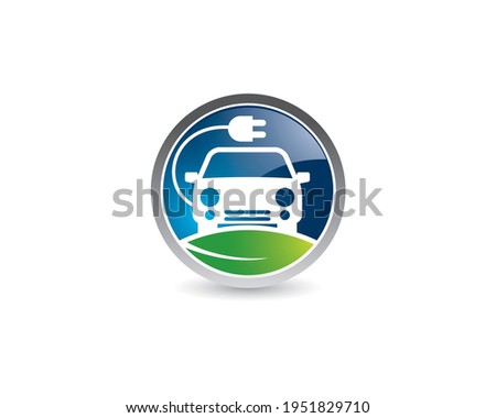 electric car icon logo for application mobile with lightning and cord