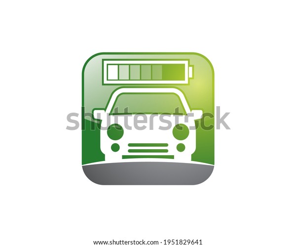 electric car icon logo for application mobile with\
lightning and cord