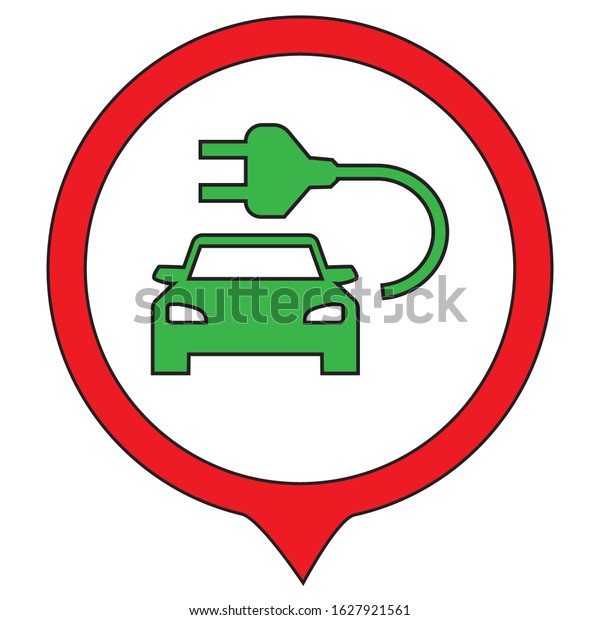 electric car,\
icon, logo, on a white\
background
