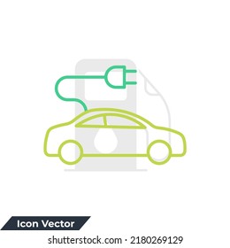 electric car icon logo vector illustration. Electrical automobile cable symbol template for graphic and web design collection