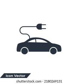 electric car icon logo vector illustration. Electrical automobile cable symbol template for graphic and web design collection