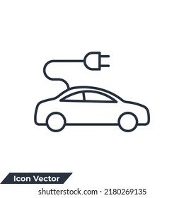electric car icon logo vector illustration. Electrical automobile cable symbol template for graphic and web design collection