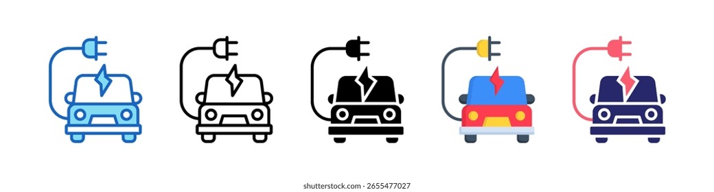 Elektroauto Symbol mehrere Stil Set Sammlung.