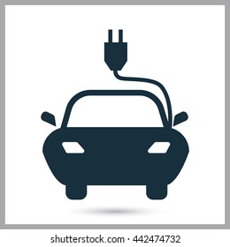 Electric car icon on the background