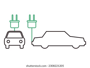 Electric car icon on white background