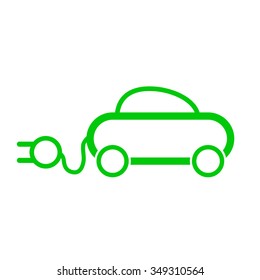 Electric car icon on white. Vector illustration.